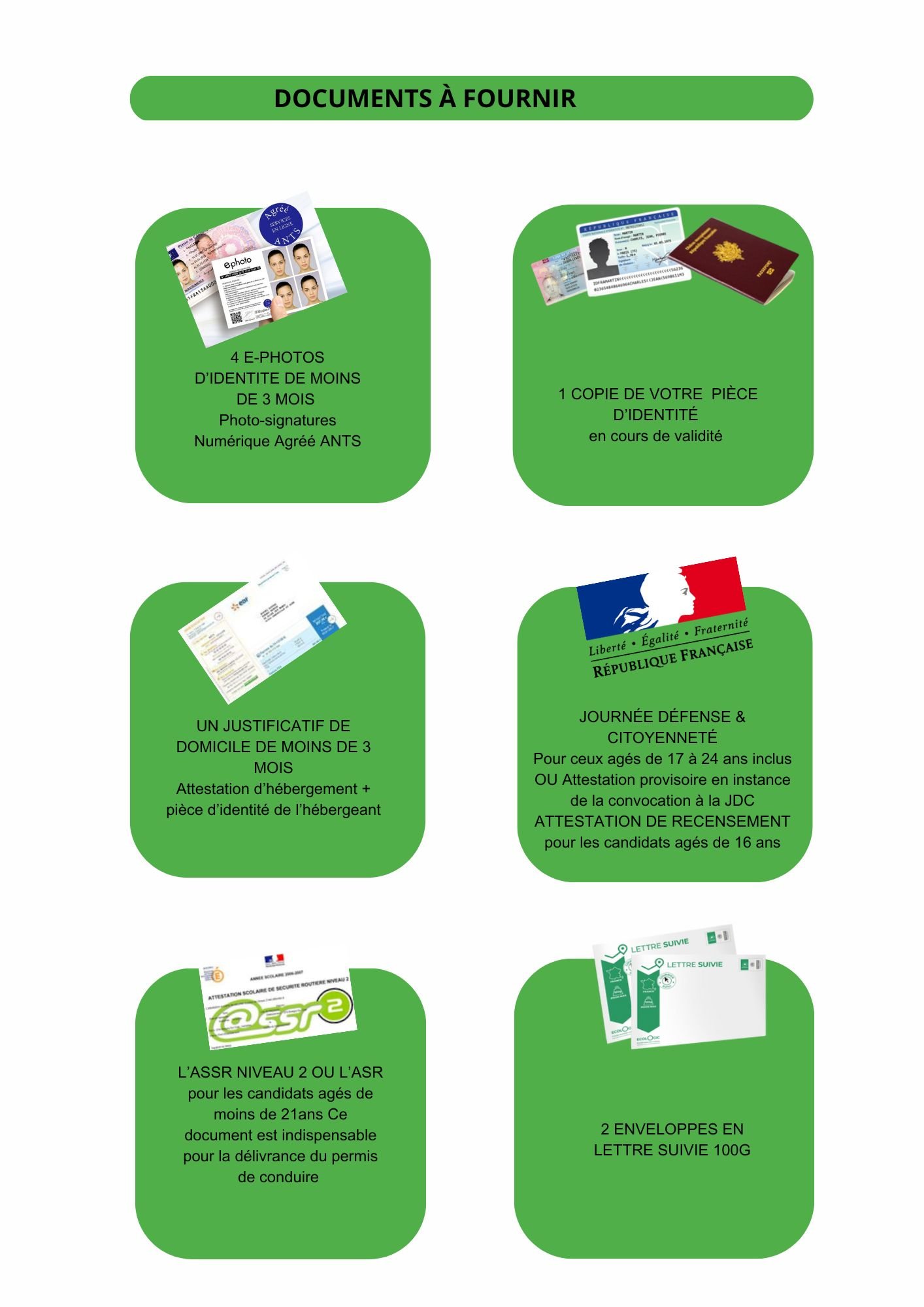 DOCUMENTS À FOURNIR